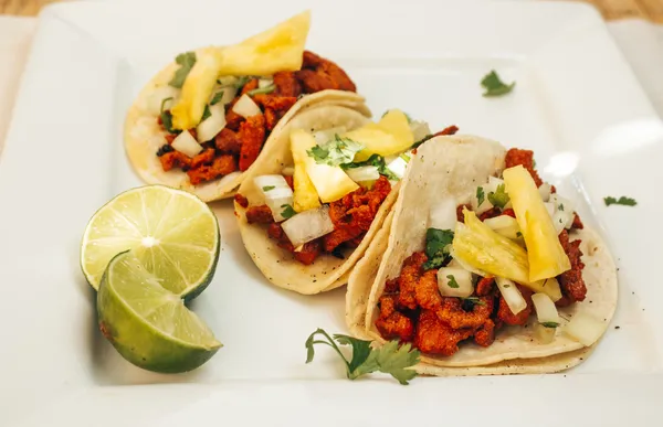 Al pastor tacos with pineapple